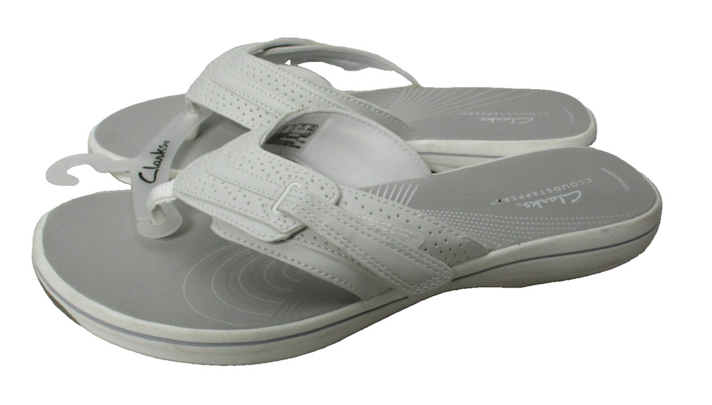 Clarks Cloud Steppers Brinkley Jazz Flip Flop Sandals Womens Sz 10 White